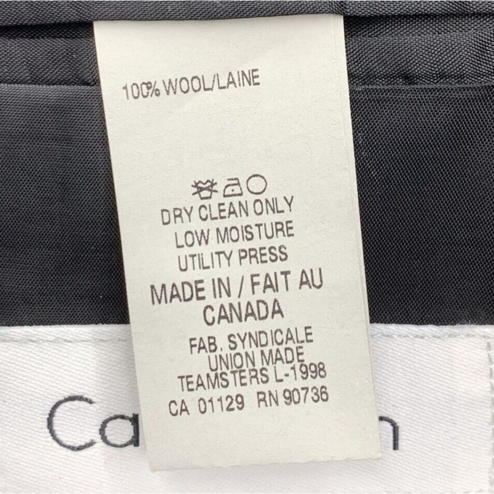 Calvin Klein 2 Piece Suit 42R Pants 38X29 Black Pure Wool Canada Teamster 1998 - Picture 10 of 16